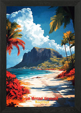 Listing image for Le Morne Brabant Art Poster Framed Wall Art Poster Canvas Print Picture