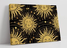 Listing image for WHIMSICAL GOLDEN SUNS TAROT CARD -DEEP FRAMED CANVAS WALL ART PICTURE PRINT