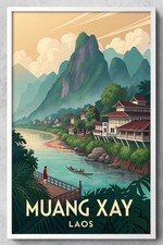 Listing image for Mystical Muang Xay, Laos - Exotic Travel Poster Art Print A1-A4 Poster Art Paint
