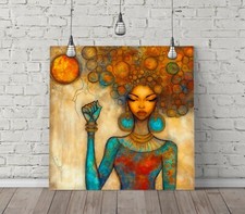 Listing image for BEAUTIFUL AFRICAN WOMAN SQUARE CANVAS ART FLOAT EFFECT/FRAME/POSTER PRINT