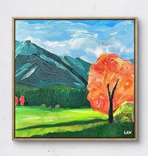 Listing image for Laeknapes Swiss Mountain Fall Abstract Artwork 12X12 Canvas Home Modern Decor