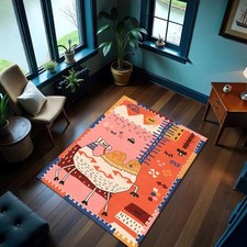 Listing image for Orange Camel Rug Boho Kids Carpet Tribal Desert Home Decor Safari Jungle Mat