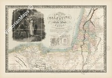 Listing image for Antique map PALESTINE HOLY LAND Jesus Samaritan woman 1829 wall art print poster