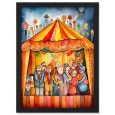 Listing image for Puppet Theatre Stage Show Applause Modern Folk Art Framed Art Picture Print A3