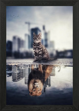 Listing image for The Lion City Cat Spirit Framed Wall Art Poster Canvas Print Picture
