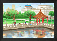 Listing image for Temple Lake in Park Framed Wall Art Poster Canvas Print Picture
