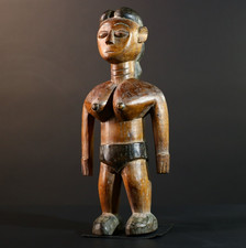 Listing image for African Carved Wood Female Figure Statue Tribal Art Home Decor Collectible-G5714