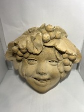 Listing image for Vintage Forest Girl Goddess Leaf Mask Grapes Wall Home Garden Decor