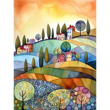 Listing image for Italian Countryside Midsummer Landscape Folk Art Art Canvas Picture Print 18X24