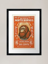 Listing image for North Borneo Orangutan Stamp Poster Framed Wall Art Poster Canvas Print Picture