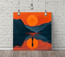 Listing image for MINIMALIST SUNSET -SQUARE CANVAS WALL ART FLOAT EFFECT/FRAME/POSTER PRINT
