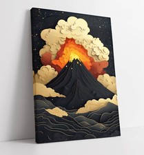 Listing image for COOL BLACK VOLCANO GOLD ERUPTION FRAMED CANVAS WALL ART PICTURE PRINT