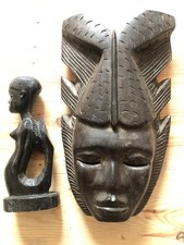 Listing image for Vintage W.African carved ebony fish spirit mask and "Mama Wati" Mermaid.