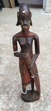 Listing image for Vintage Old Tribal Man Wooden Statue Figure Figurine Decorative Collectible W445
