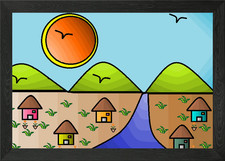Listing image for Mountain side village Framed Wall Art Poster Canvas Print Picture