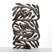 Listing image for Brutal Michael Haiti Wall Art Tree of Life folk signed recycled steel oil drum