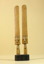 Listing image for African Wooden Twin Figure Hand Carved Sculpture Ritual Form Folk Art-G6256