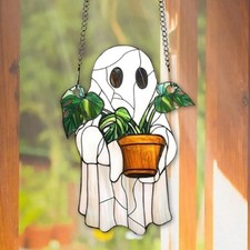 Listing image for 2D Cute Ghost Suncatcher Ghost Light Catcher Halloween Hanging Decor Wall Art