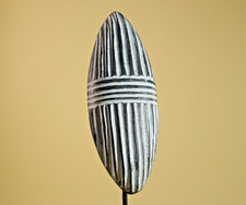 Listing image for African Tribal Mask Carved Wood Linear Pattern shield Wall Decor-G5922