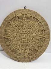 Listing image for Mayan/ Aztec Calendar Art Medallion Wall Plaque Sun Stone 12.5” D Vintage