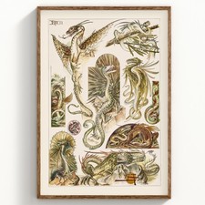 Listing image for Dragon Art Print Mythical Creature Wall Decor Anton Seder 1895 Drago Art Nouveau