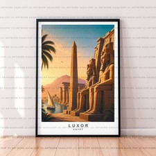 Listing image for Luxor Egypt Unframed Wall Art Print Luxor Illustration Travel Poster