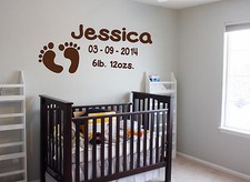 Listing image for Baby Footprint Birth Date Weight Wall Art Vinyl Graphic Sticker Wallpaper Decal!