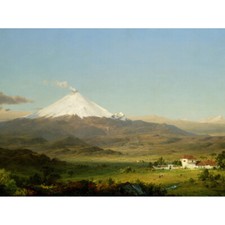 Listing image for Church Cotopaxi Volcano Ecuador Andes Mountain Snow Painting Canvas Print Poster