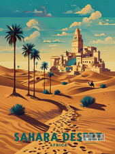 Listing image for Vintage Africa Travel Holiday Poster Retro City Print Decor Wall Art A5 A4 A3