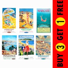 Listing image for VINTAGE RETRO HOLIDAY TRAVEL RAILWAY POSTERS CITY COUNTRY PHOTO PRINT WALL ART!'