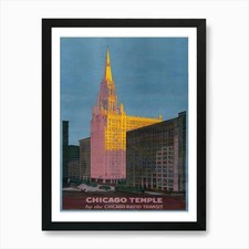 Listing image for Chicago Temple Art Print Framed Wall Art Poster Canvas Print Picture