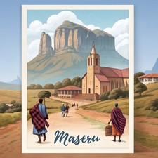 Listing image for Vibrant Maseru, Lesotho Travel Poster - Basotho Cultural Heritage Art Print more