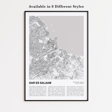Listing image for Dar es Salaam City Map Print, Tanzania Travel Poster, Modern Map, Wall Decor Art