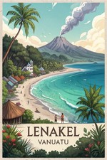 Listing image for Breathtaking Lenakel Vanuatu Travel Poster - Tropical Island Paradise Art Print