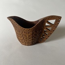 Listing image for Vintage Wodden Hand Carved Teak Wedding Cup Balkan Folk Art
