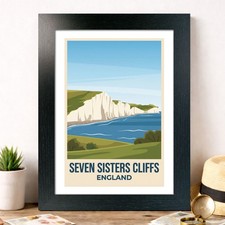 Listing image for Seven Sisters Cliffs, England Travel Poster Giclee Art Print
