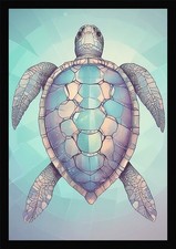 Listing image for Soft Sea Turtle Framed Wall Art Poster Canvas Print Picture