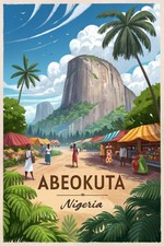 Listing image for Vibrant Abeokuta Nigeria Travel Poster - Scenic African Cityscape Art Print A1-A