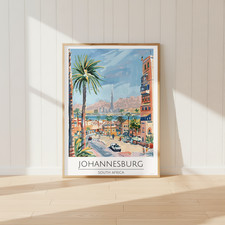 Listing image for South Africa - Johannesburg Travel Print Poster / Vintage Wall Art / A5 A4 A3