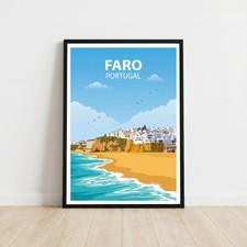 Listing image for Faro Portugal Travel Poster Wall Art Print Holiday Gift