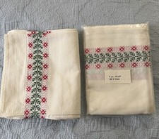Listing image for Lot Of 10 Hungarian Rushnyk White Red Print Folk Art Wedding Towel Vintage