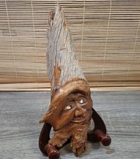 Listing image for Folk Art Hand Carved Wood Tree Spirit Wall Hanging Face Sculpture Vtg H26.5cm