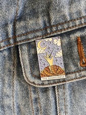 Listing image for The Seamstress Tarot Card Large Blue Enamel Pin - Excellent Condition