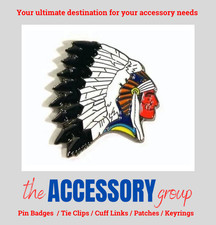 Listing image for New Indian Chief Tribe Head character pin badge tie pin badge metal enamel