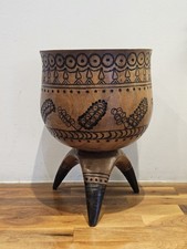 Listing image for Vintage African Tripod Ritual Vessel Bowl – Rare Ethnographic Hand‑Carving