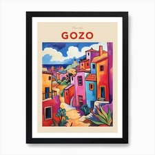 Listing image for Gozo Malta 3 Fauvist Travel Poster Framed Wall Art Poster Canvas Print Picture