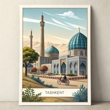 Listing image for Majestic Tashkent Uzbekistan Vintage Travel Poster - Silk Road City Art Print mo