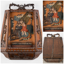 Listing image for Antique 1800s Wood wall Shrine Saint Anthony PAdua angels religious art