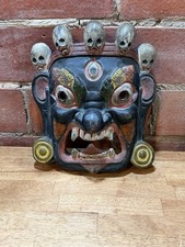 Listing image for Tibetan Buddhist Mahakala Fierce God Death Shaman Ritual Wooden Mask Wall Decor