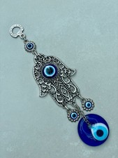 Listing image for Hamsa Hand and Evil Eye Wall Hanging - Protective Charm Decor